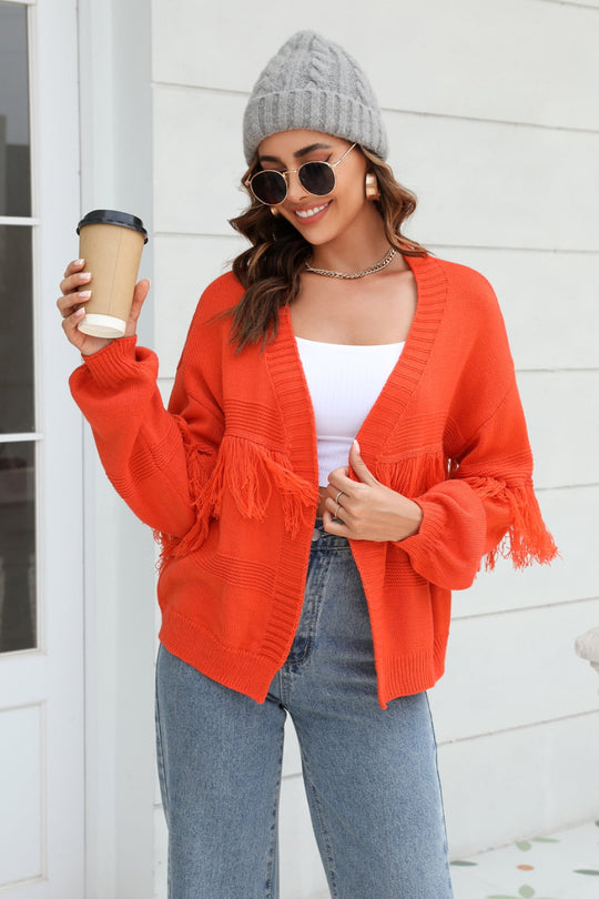 EB | Fransenbesatz Offene Vorder-Cardigan