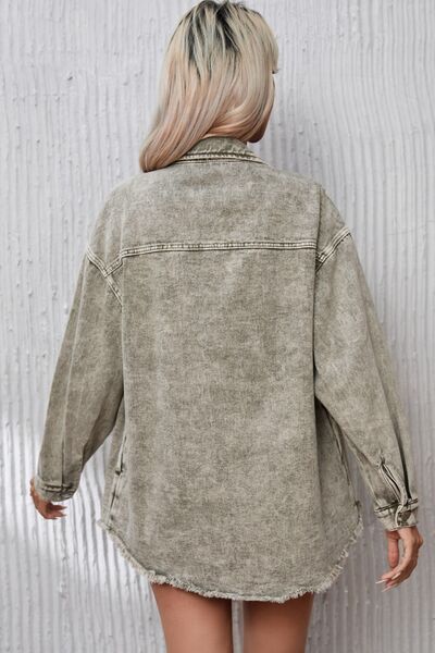 EB | Button Up Pocketed Raw Hem Denimjacke