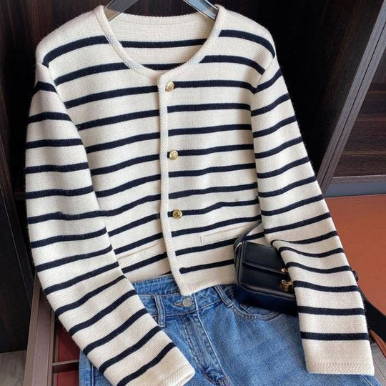 EB | gestreifter Strickpullover für herbstliche Lagenlooks