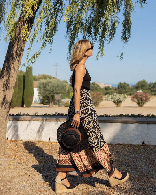 EB | Boho Lange Rock mit Print