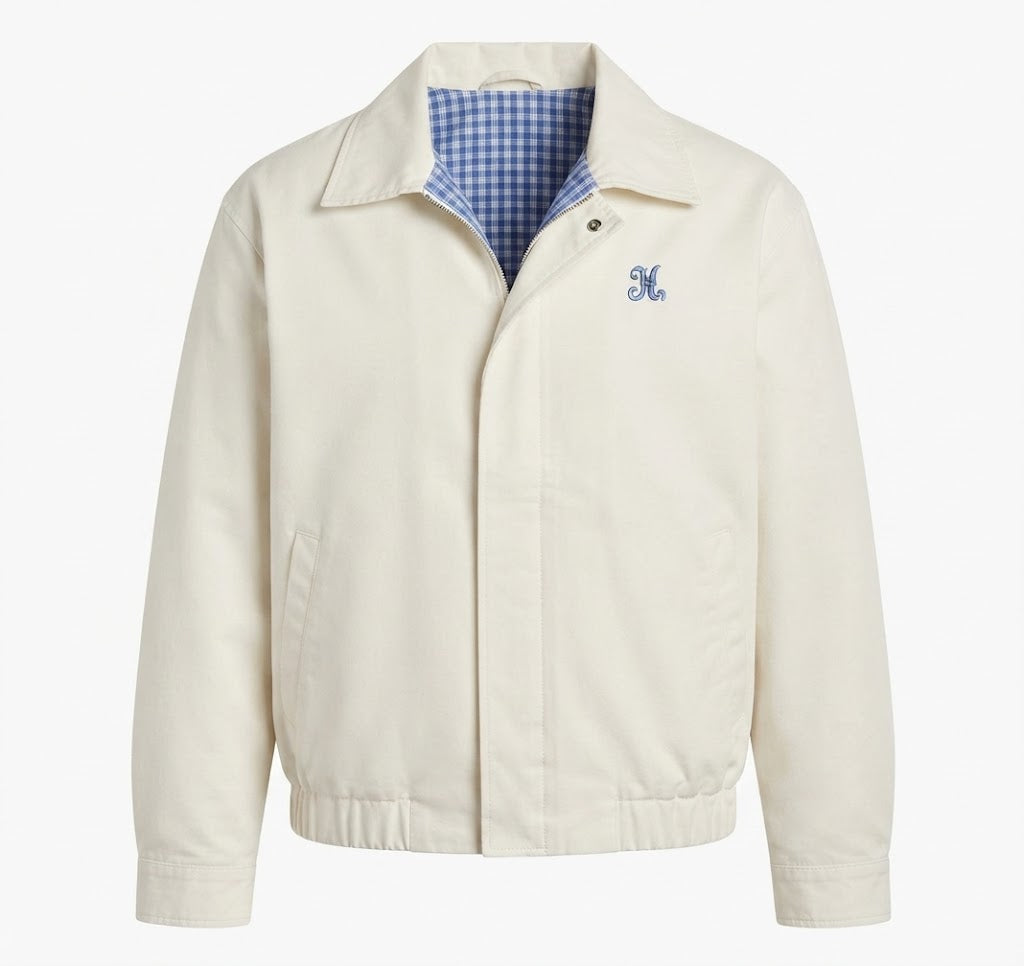 Damen nan leichte winddichte Blousonjacke mit kariertem Innenfutter, elastischem Saum und dezenter Logo-Stickerei EB
