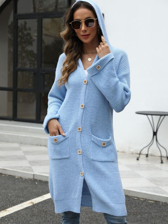 EB | Lange Strickjacke Knopfverschluss Zeitlos und Bequem
