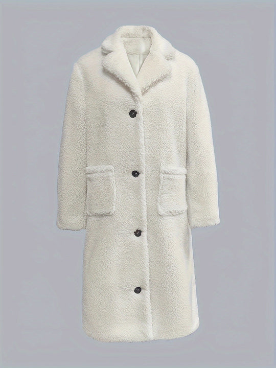 EB | Lange Plüschjacke mit Großen Knöpfen Polyester Elegant und Warm