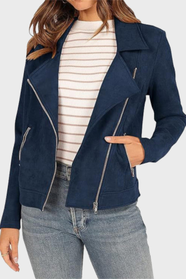 EB | Wildleder Cropped Bikerjacke