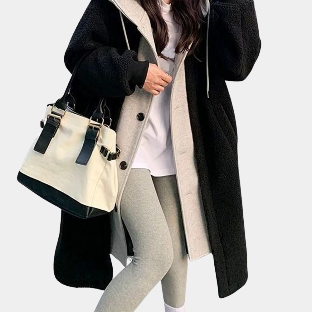 EB | Lässige Lange Damenjacke mit Kapuze