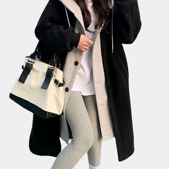 EB | Lässige Lange Damenjacke mit Kapuze