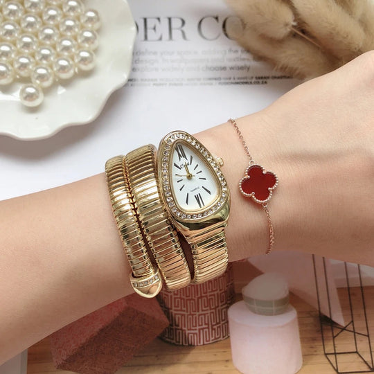 EB | Luxuriöse Goldene Wickelarmbanduhr