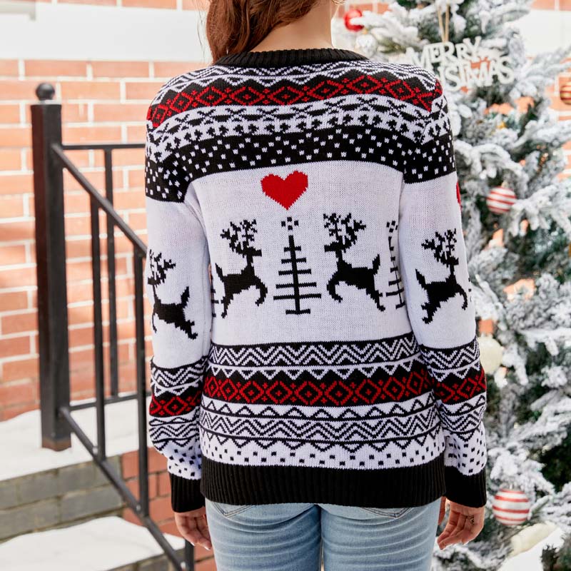 EB | Weihnachtlicher Strickpullover Mit Rentiermotiv