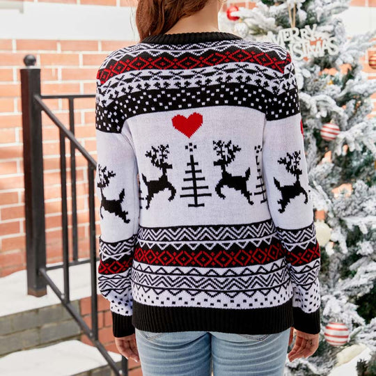 EB | Weihnachtlicher Strickpullover Mit Rentiermotiv