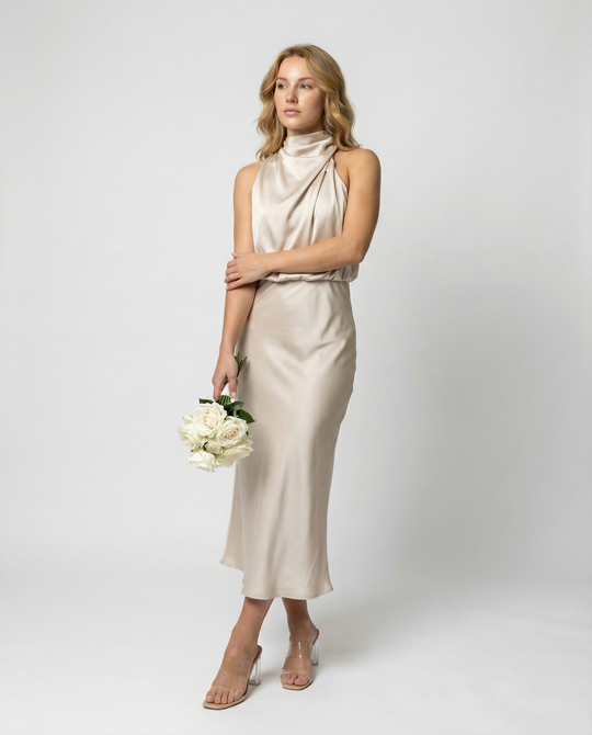 Glänzendes Langes Abendkleid mit Elegantem Schnitt | EB