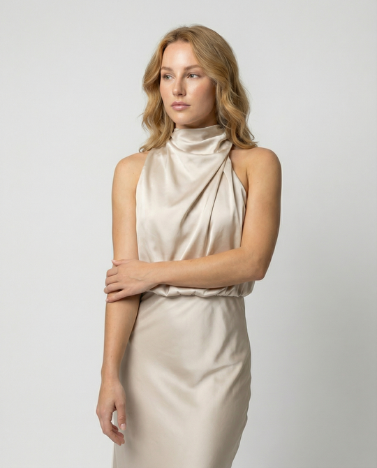 Glänzendes Langes Abendkleid mit Elegantem Schnitt | EB
