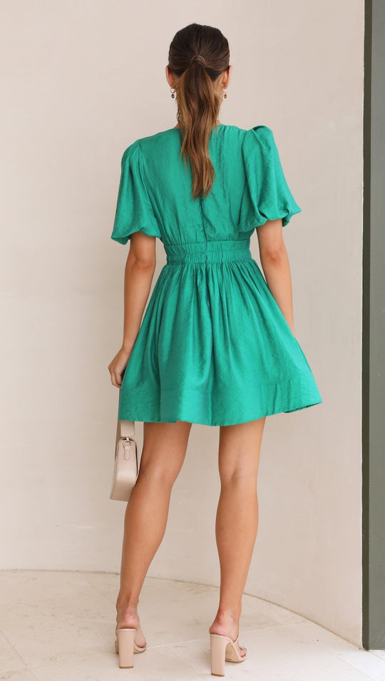 EB | Minikleid mit V-Ausschnitt und Puffärmeln für Damen