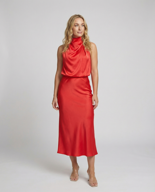 Glänzendes Langes Abendkleid mit Elegantem Schnitt | EB