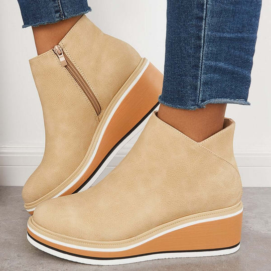 EB | Stilvolle Stiefeletten mit Zipper und Plateau