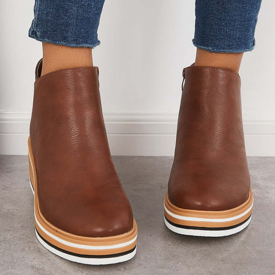 EB | Stilvolle Stiefeletten mit Zipper und Plateau