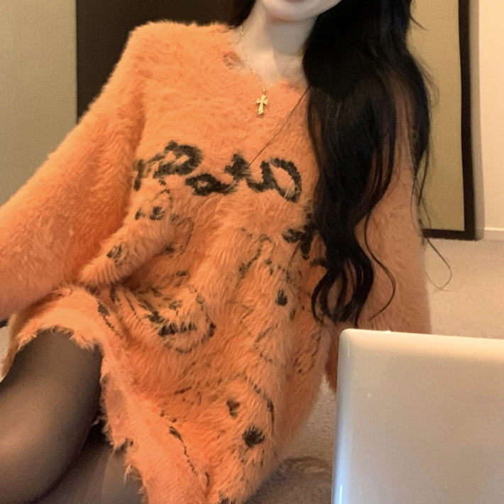 Heidi-Mode | Ghost Jacquard Lockere Halloween Strickpullover