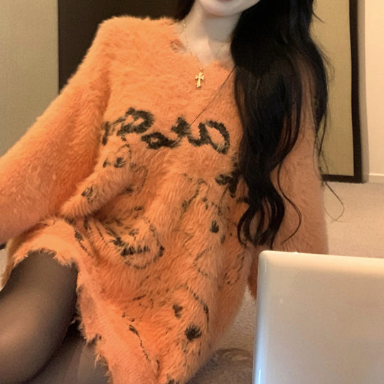 Heidi-Mode | Ghost Jacquard Lockere Halloween Strickpullover