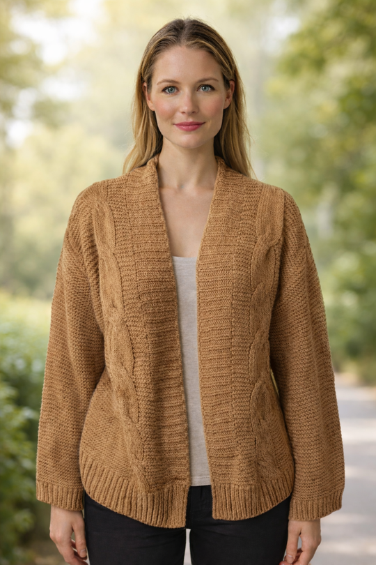 EB | Damen Strickcardigan mit lockerer Passform und dicker Textur