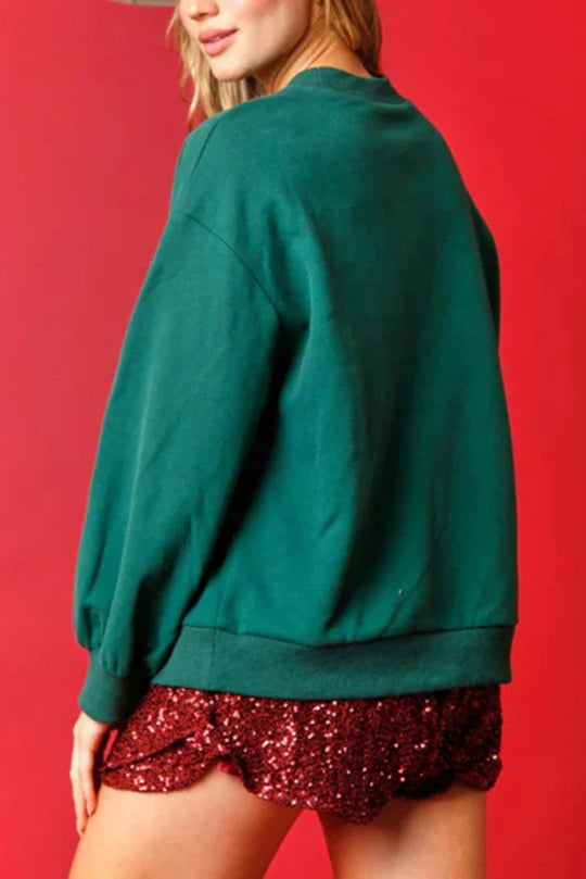 EB | Weihnachts Süßigkeitenhaus Pailletten Lässiger Lockere Pullover