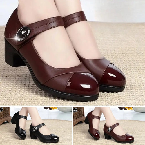 Damen Schuhe mit runder Spitze aus Leder EB