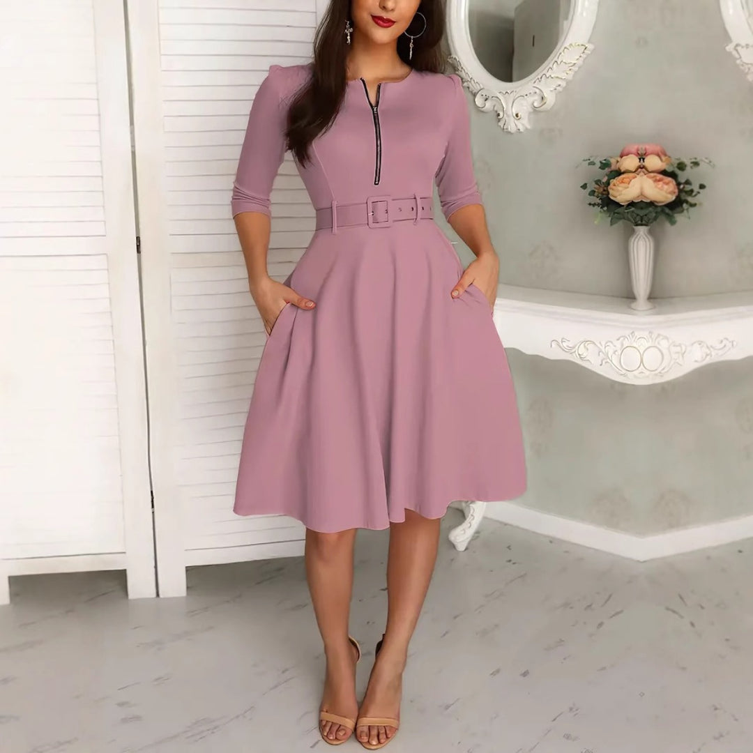 EB | Kleid mit Gürtel und Reißverschluss