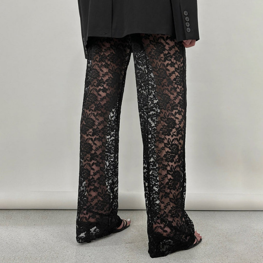 EB | Spitze Perspektive hohe Taille Spleißen lange gerade Hose