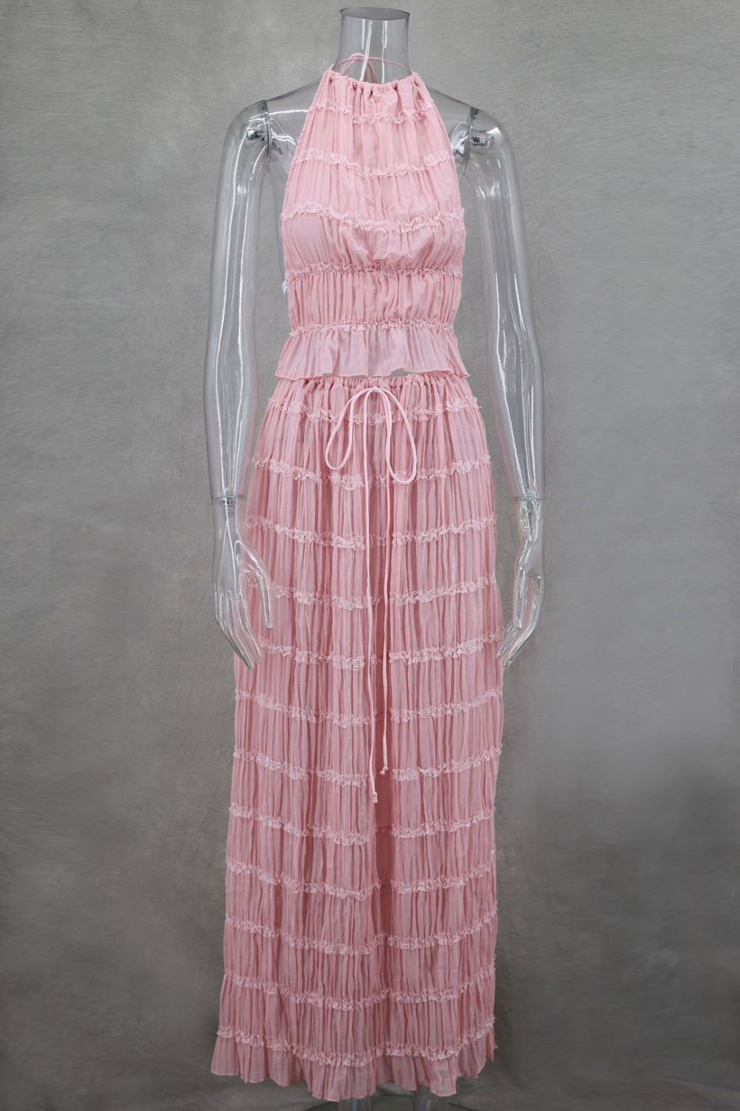 EB | Neckholder Spitzenweste langes Kleid Set