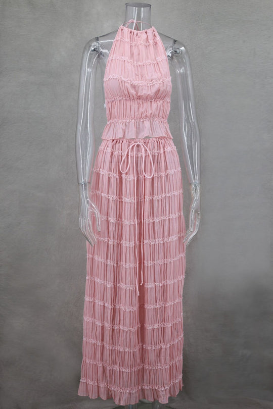 EB | Neckholder Spitzenweste langes Kleid Set