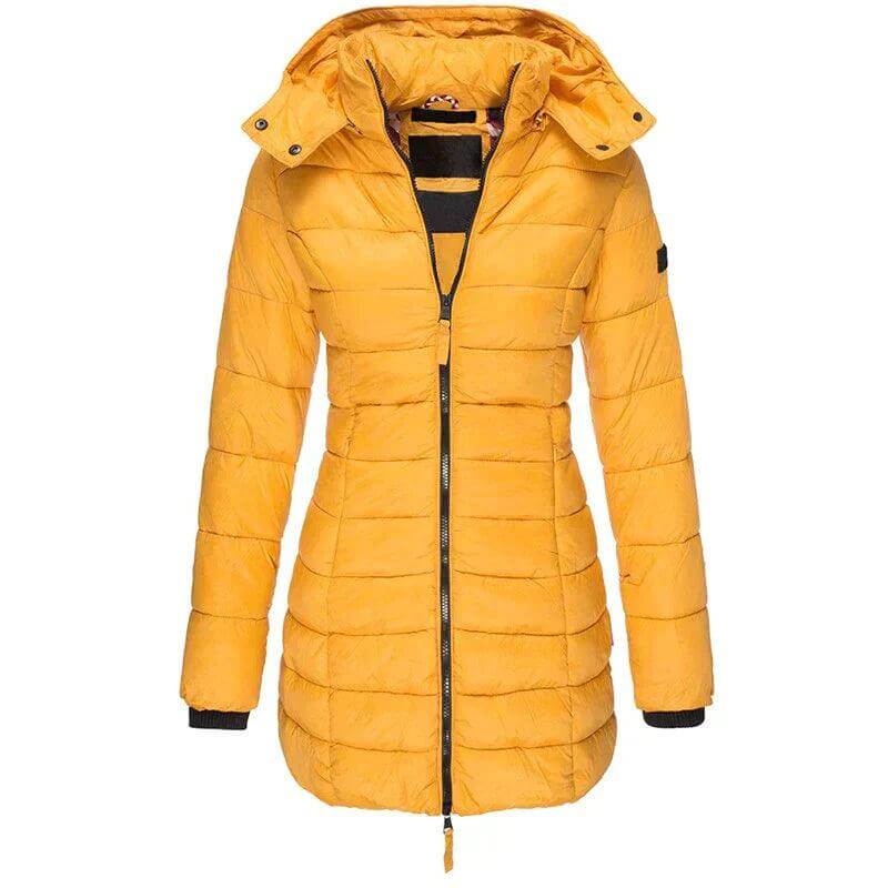 EB | Damen Lange Winter Pufferjacke mit Kapuze