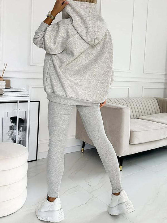 EB | 3-Teiliges Damen-Sportanzug mit Lockerem Kapuzenpullover und Slim-Hosen