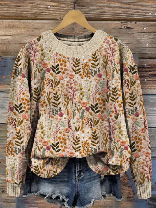 EB | Pullover Im Floralen Vintage-Stil - Ideal für Freizeit und Alltag