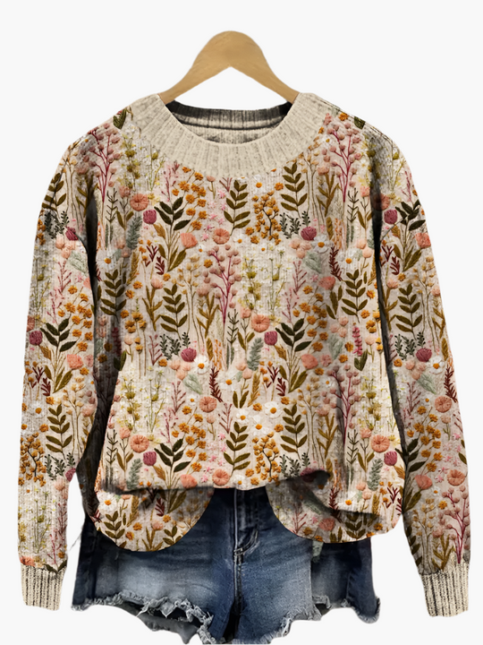 EB | Pullover Im Floralen Vintage-Stil - Ideal für Freizeit und Alltag