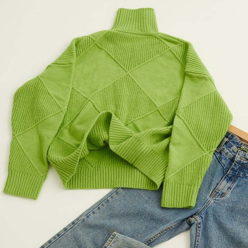 EB | Einfarbiger Klassischer Strickpullover Für Damen