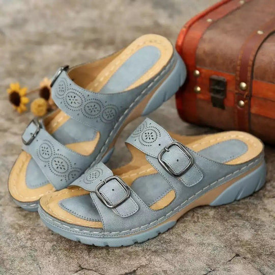Damen Sandalen aus Leder mit verstellbarem Riemen EB EB