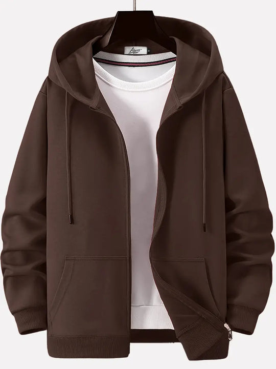 EB - Lässiger Herbst Full Zip Hoodie mit Kordelzug für Männer