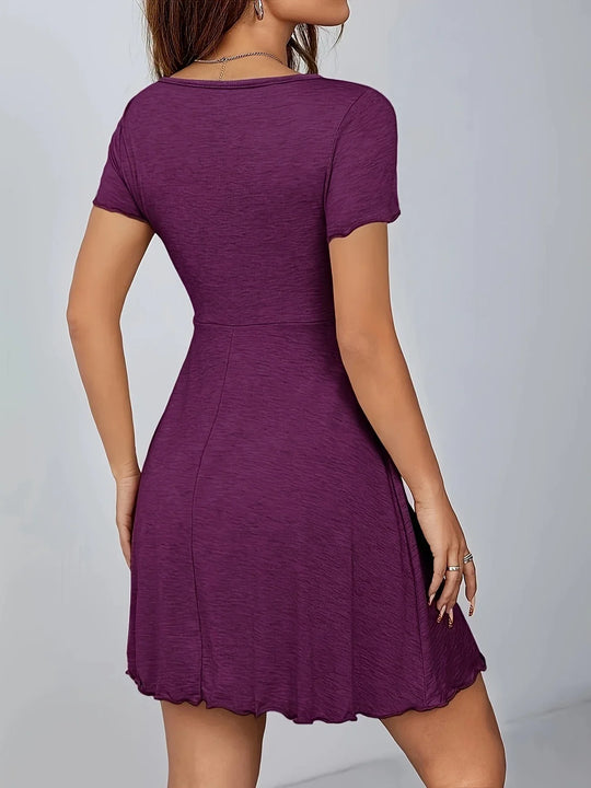 EB | Kleid mit Spitzenausschnitt und Schleife Lila Elegant und Bequem