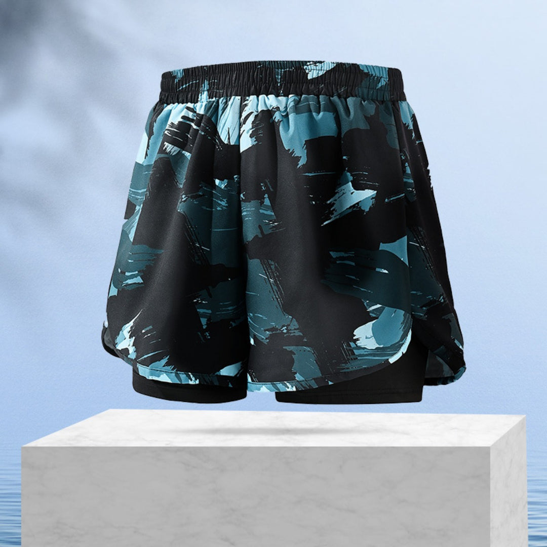 EB | Doppellagige Herren Sport Fitness Anti-Peinlichkeit Strandhose