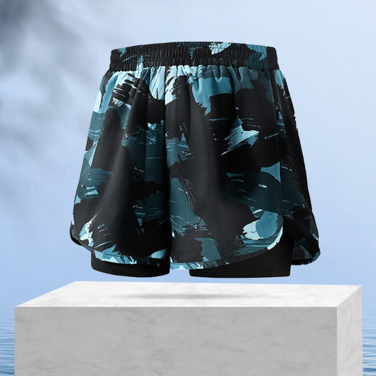 EB | Doppellagige Herren Sport Fitness Anti-Peinlichkeit Strandhose