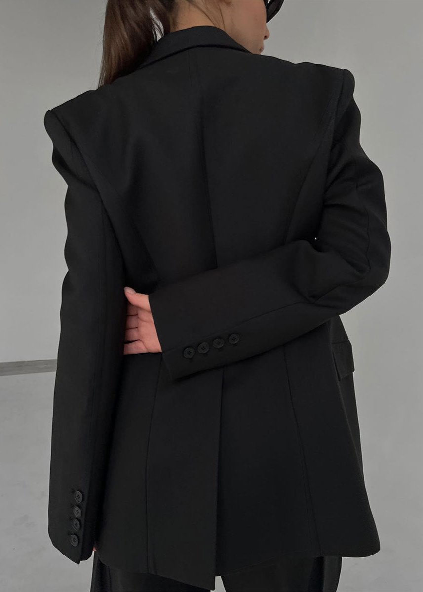 EB | Schwarze V-Ausschnitt Anzugjacke - Elegante Raffinesse