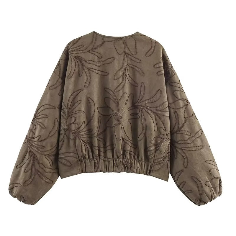 EB | Bomberjacke mit Wildlederstruktur und Stickerei