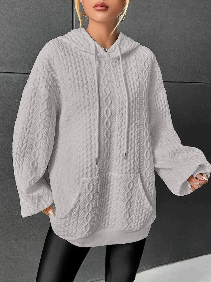 EB | Übergroßer Pullover mit Kapuze und Kordelzug mit Kordelzug