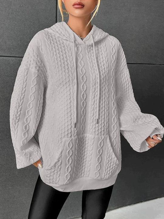 EB | Übergroßer Pullover mit Kapuze und Kordelzug mit Kordelzug