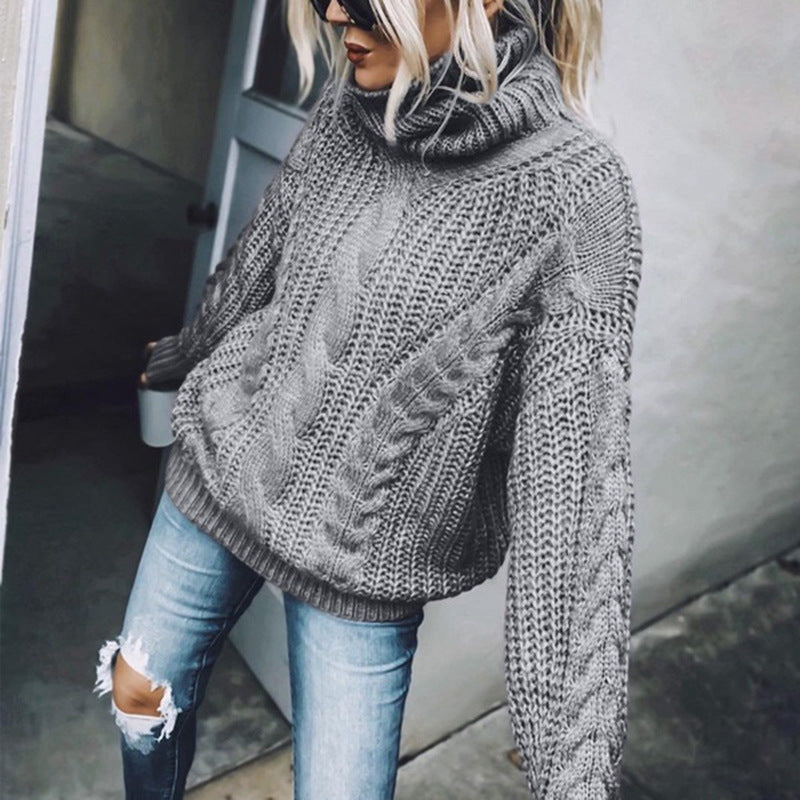 EB | Chunky Strickpullover mit Rollkragen Weich und Warm Kabelstrick