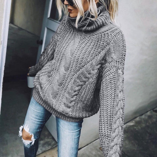 EB | Chunky Strickpullover mit Rollkragen Weich und Warm Kabelstrick