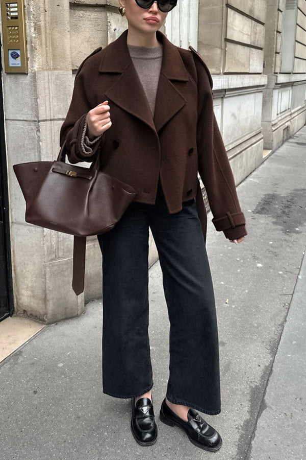 EB | Revers Temperament Doppelreiher Haar Wolljacke