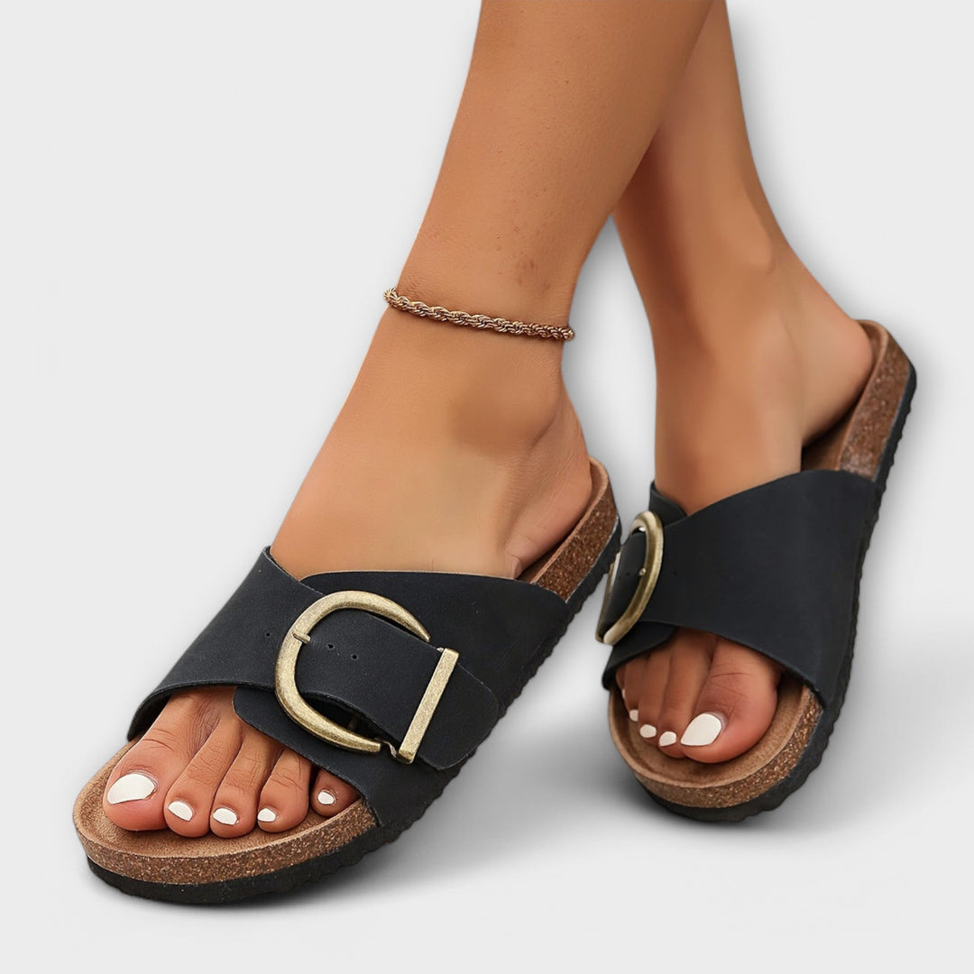 EB | Stilvolle Schnallen Slide Sandalen