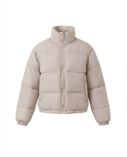 Damen nan kurzes boxy Reisepufferjacke mit hochschließendem Kragen, verstärkter Thermofütterung und elastischen Bündchen EB