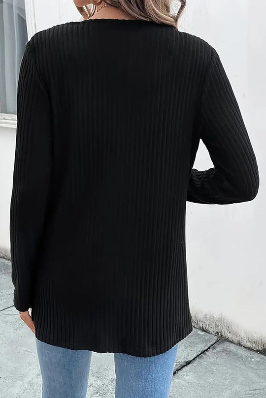 EB | Strickjacke mit Blumenrand und langen Ärmeln