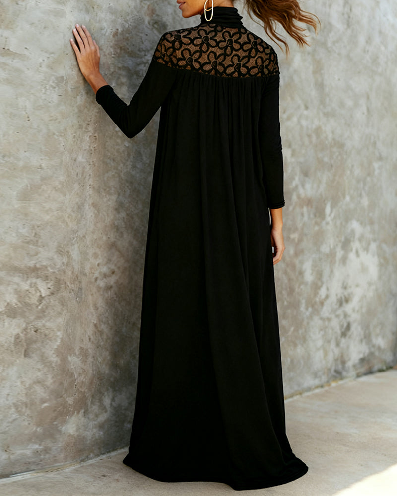 EB | Kleid mit Stehkragen Aus Mesh und Patchwork