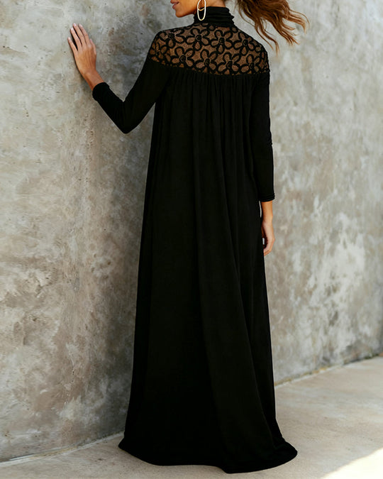 EB | Kleid mit Stehkragen Aus Mesh und Patchwork